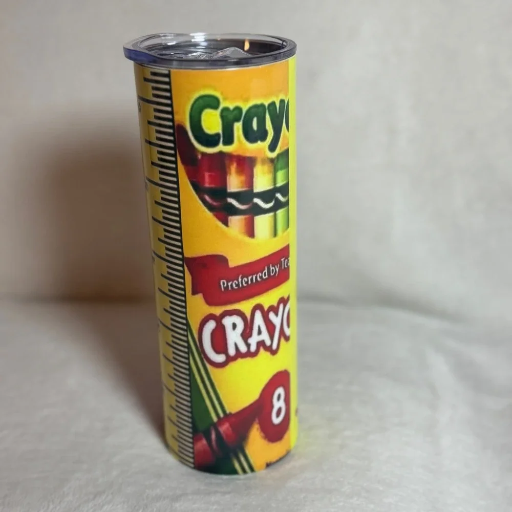 Teacher Life Handmade 20Oz Crayon Glue Skinny Tumbler, Classroom Stainless Steel